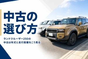 ランドクルーザー250の中古車の選び方を解説する記事のアイキャッチ