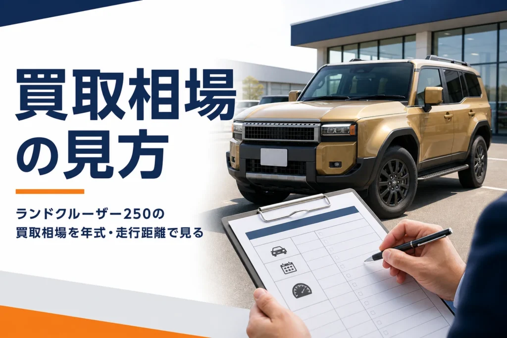 ランドクルーザー250の買取相場の見方を解説する記事のアイキャッチ