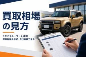 ランドクルーザー250の買取相場の見方を解説する記事のアイキャッチ
