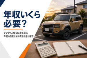 ランクル250に乗るための年収の目安を解説する記事のアイキャッチ