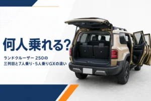 ランドクルーザー250の三列目シートと定員を解説する記事のアイキャッチ