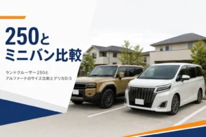 ランドクルーザー250とアルファード・デリカD:5の大きさを比べる記事のアイキャッチ