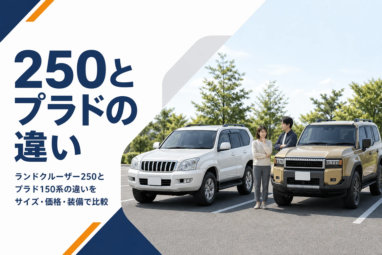 新旧2台の本格SUVを並べてサイズの違いを比べるイメージ