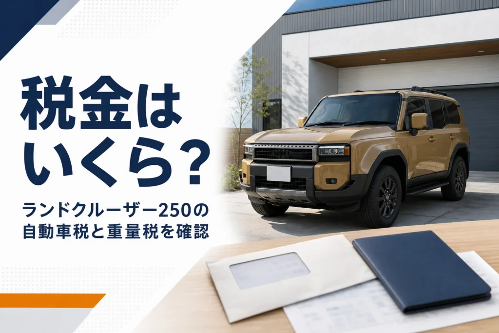 ランドクルーザー250の自動車税と重量税を解説する記事のアイキャッチ
